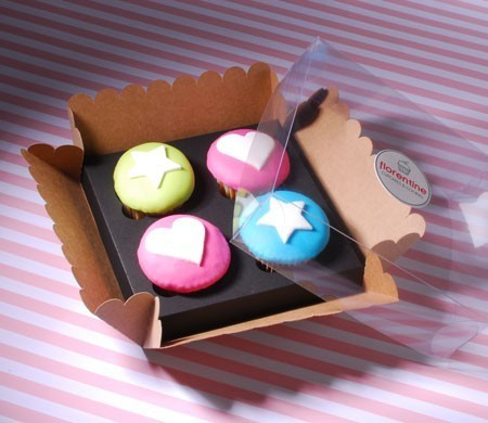 Box für vier Cupcakes mit Etikett
