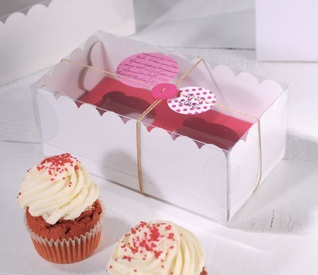Caja para Dos Cupcakes Decorada con Botones