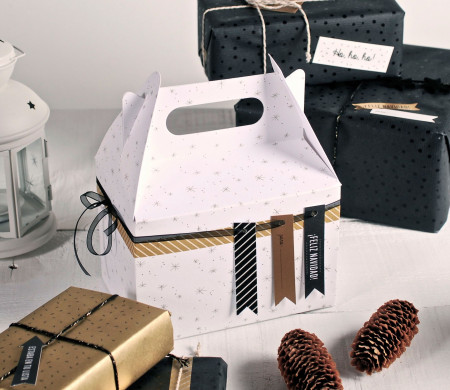 Kleine bedruckte Picknick-Schachtel für Weihnachten