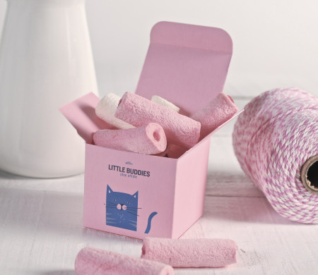 Kleine quadratische Geschenkbox mit Federn Kleine quadratische Geschenkbox mit Federn