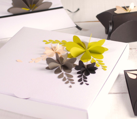 3D- Dekoration für Schachteln