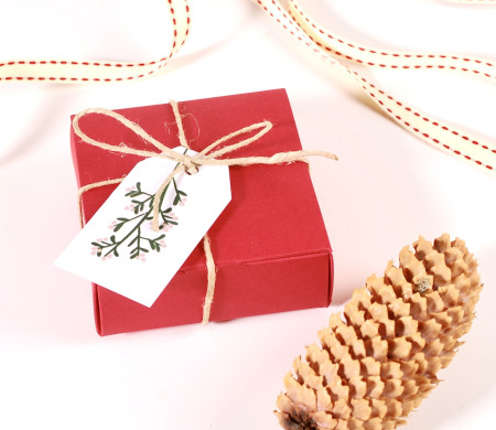 Kleine quadratische Schachtel für Weihnachtsgeschenke