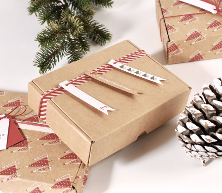Günstiger Versandkarton mit Weihnachtsdekoration