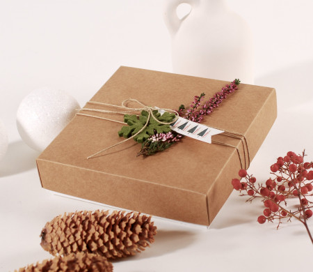 Pappschachtel für Pralinen Öko-Weihnachten