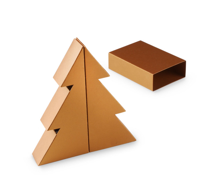 Geschenkschachtel für Weihnachten in Form eines Baumes