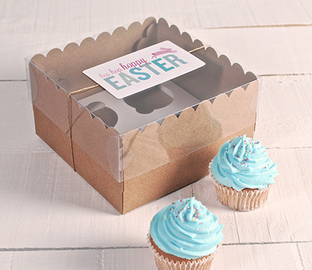 Hohe dekorierte Boxen für 4 Cupcakes