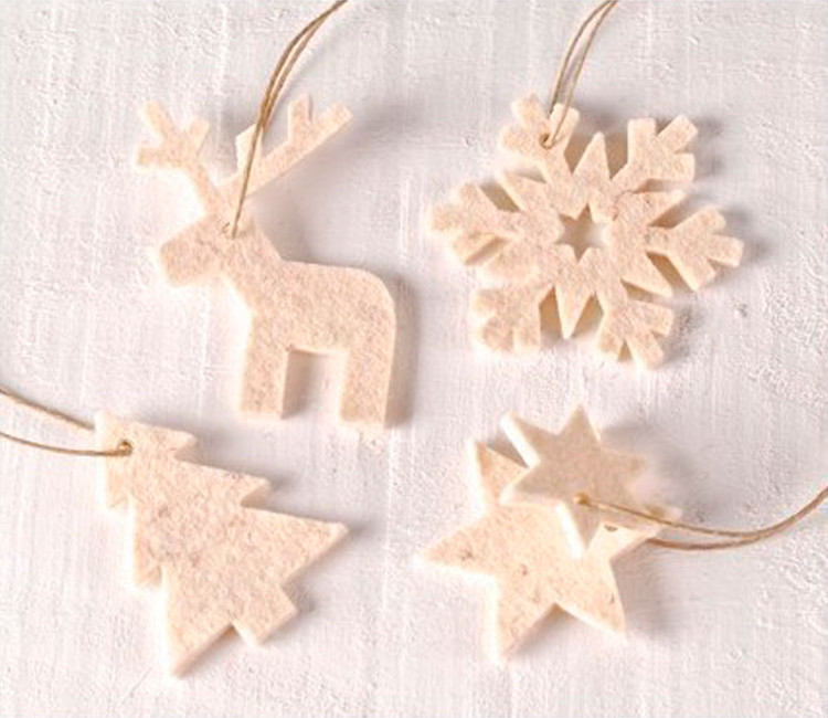 Set mit Weihnachtsschmuck aus Filz. Ein winterlicher Look! 