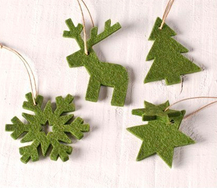 Set mit Weihnachtsschmuck aus Filz. Ein winterlicher Look! 