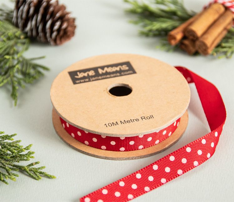Weiß gepunktetes Grosgrain-Band für die Dekoration von Geschenken