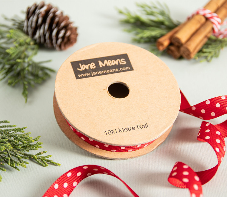 Weiß gepunktetes Grosgrain-Band für die Dekoration von Geschenken