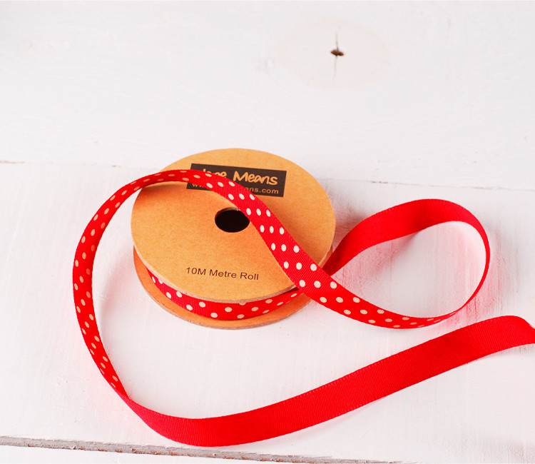Weiß gepunktetes Grosgrain-Band für die Dekoration von Geschenken