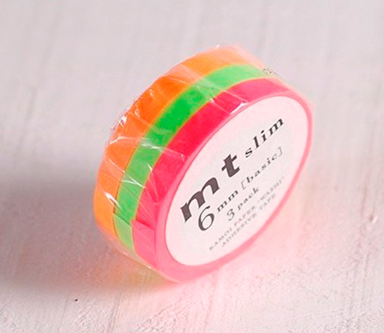 3 Washi-Tapes in fluoreszierenden Farben 3 Washi-Tapes in fluoreszierenden Farben
