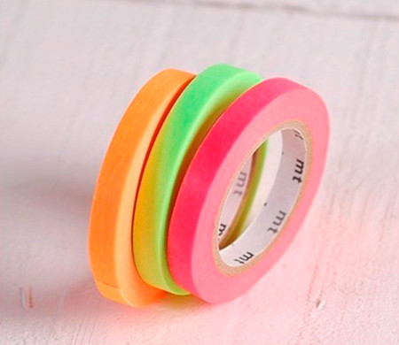 3 Washi-Tapes in fluoreszierenden Farben