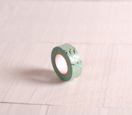 Washi-Tape, minzfarben, Konfetti, golden