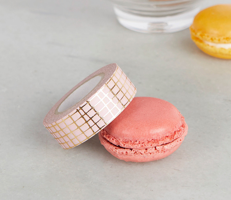 Rosa Washi-Tape mit goldener Karierung