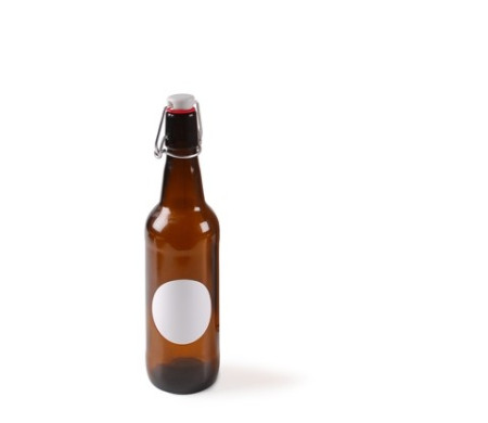 Bierflasche, zum Abfüllen von Bier mit Verpackungs-karton und Etike
