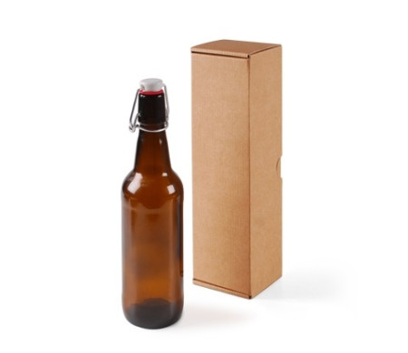Bierflasche, zum Abfüllen von Bier mit Verpackungs-karton und Etike
