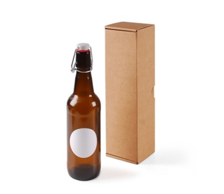 Bierflasche, zum Abfüllen von Bier mit Verpackungs-karton und Etike
