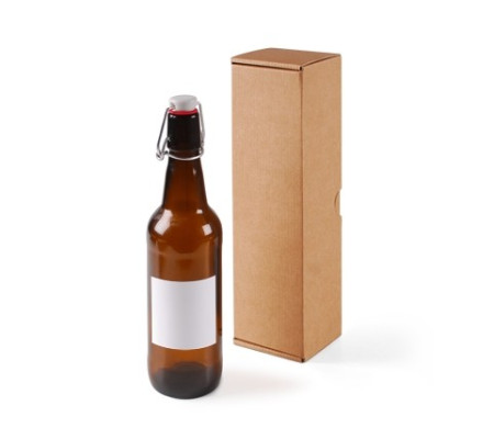 Bierflasche, zum Abfüllen von Bier mit Verpackungs-karton und Etike