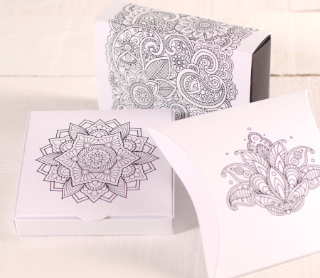 Kit von Kästen mit Mandalas. Bekämpft den Stress!