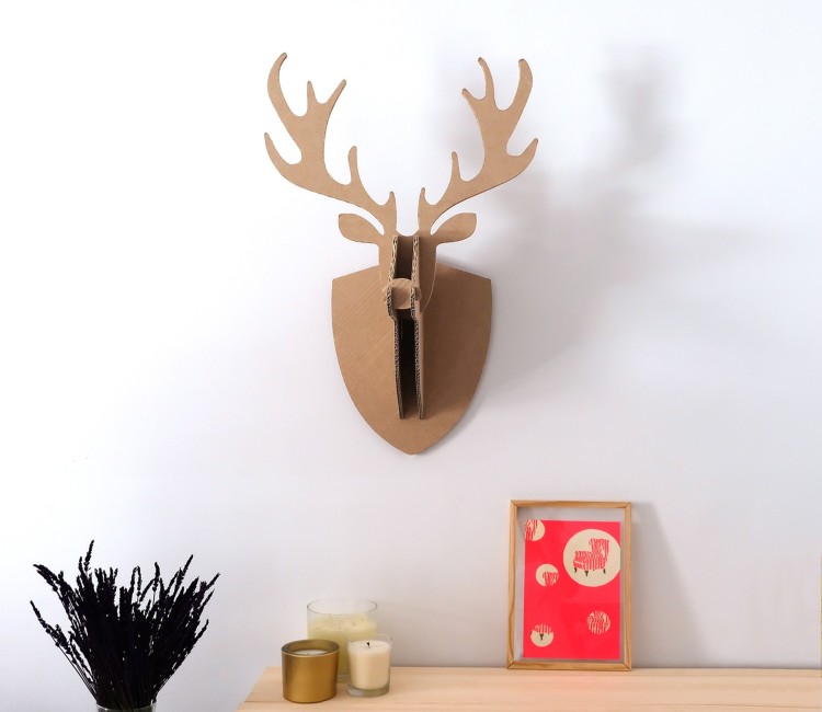 Rentierkopf aus Pappe für Weihnachten