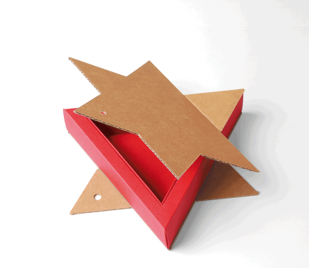 Sternförmige Geschenkschachtel, ideal für Weihnachten.