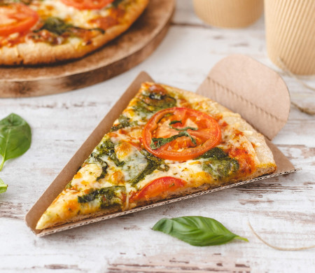 Sehr widerstandsfähiges Eckstück für Pizzaportionen mit einer Lasche